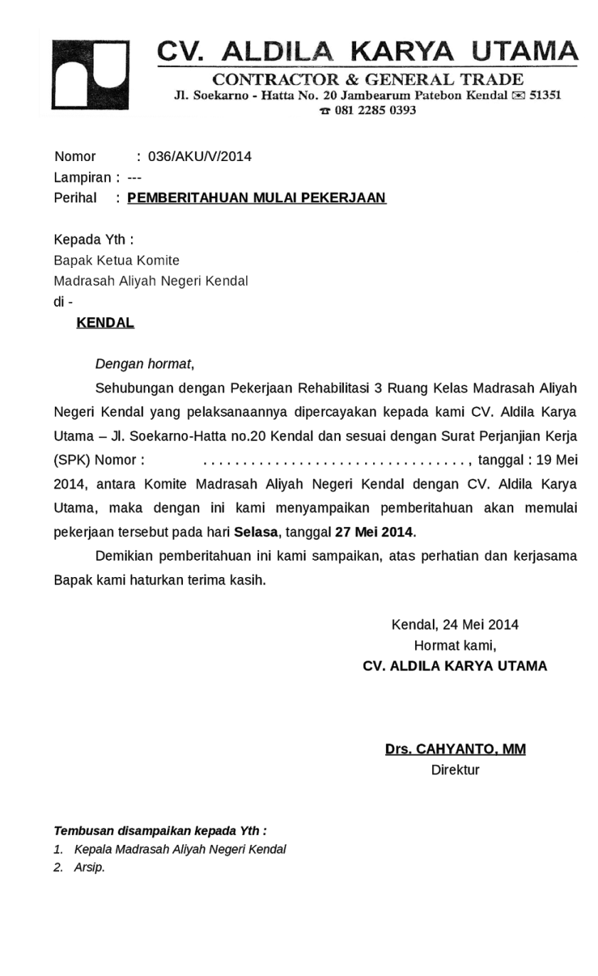 Detail Contoh Surat Pemberitahuan Resmi Nomer 9