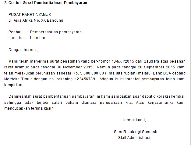 Detail Contoh Surat Pemberitahuan Resmi Dalam Bahasa Inggris Nomer 20