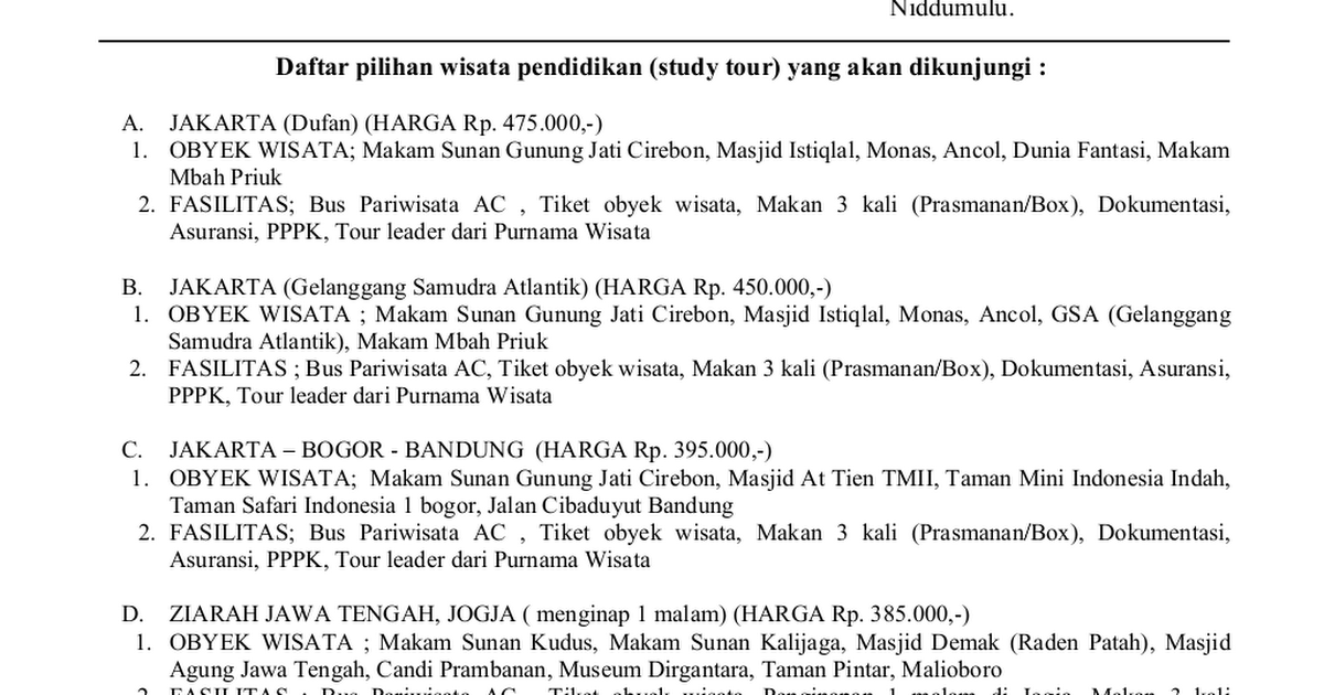 Detail Contoh Surat Pemberitahuan Study Tour Sekolah Nomer 29