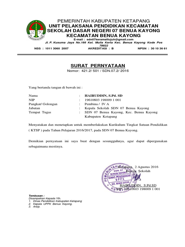 Detail Contoh Surat Pemberlakuan Kurikulum Nomer 3