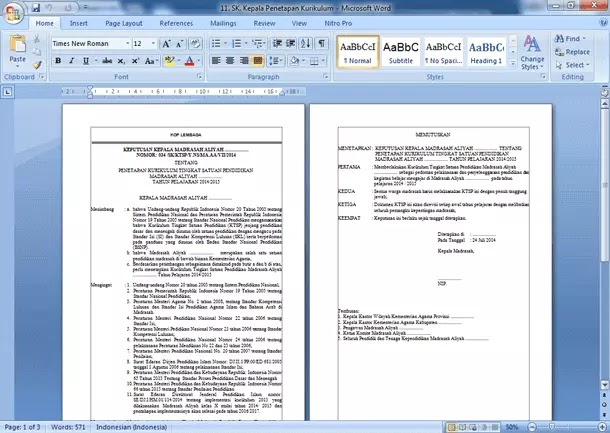 Detail Contoh Surat Pemberlakuan Kurikulum Nomer 30