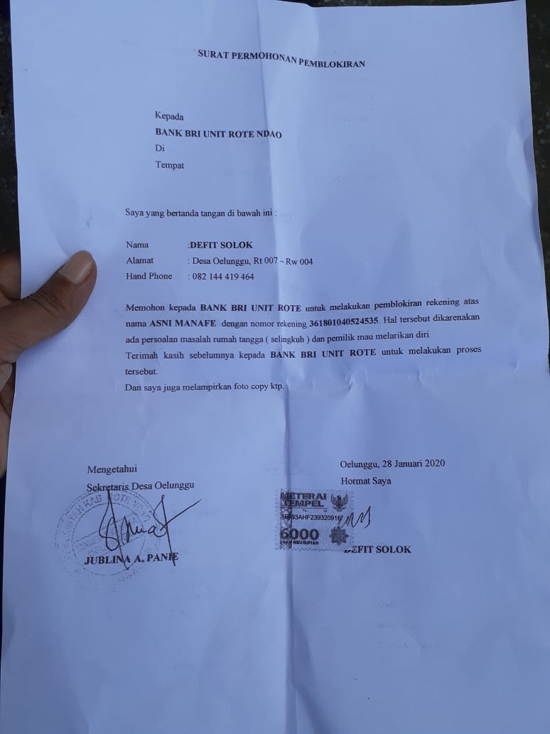 Detail Contoh Surat Pemblokiran Rekening Tabungan Nomer 11