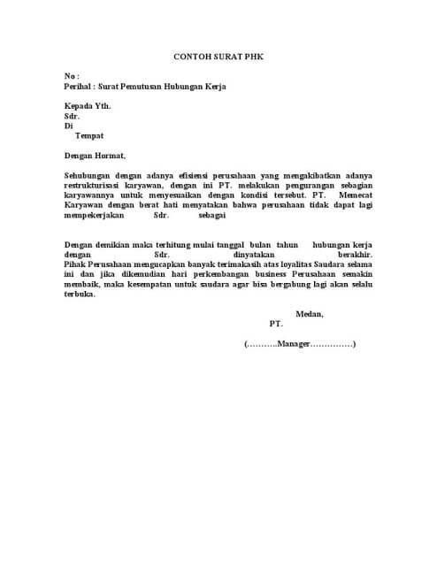 Contoh Surat Pemecatan - KibrisPDR