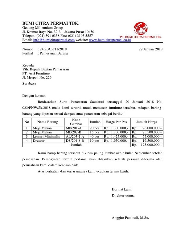 Detail Contoh Surat Pemesanan Barang Elektronik Nomer 3