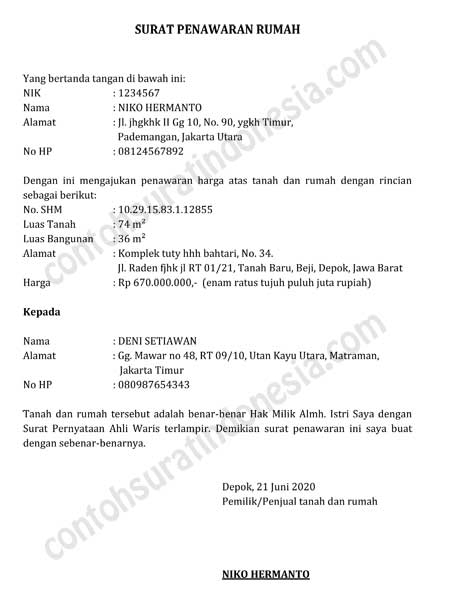 Detail Contoh Surat Pemesanan Rumah Nomer 33