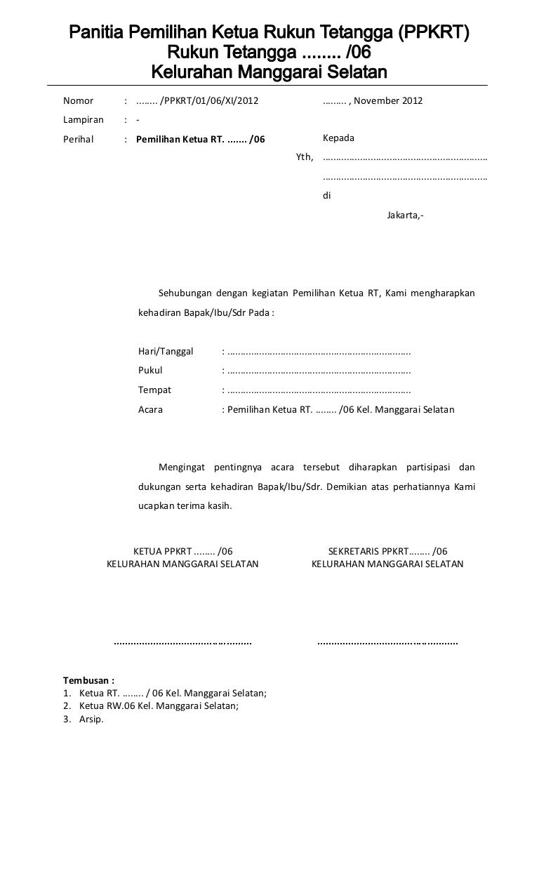 Detail Contoh Surat Pemilihan Ketua Rt Nomer 2
