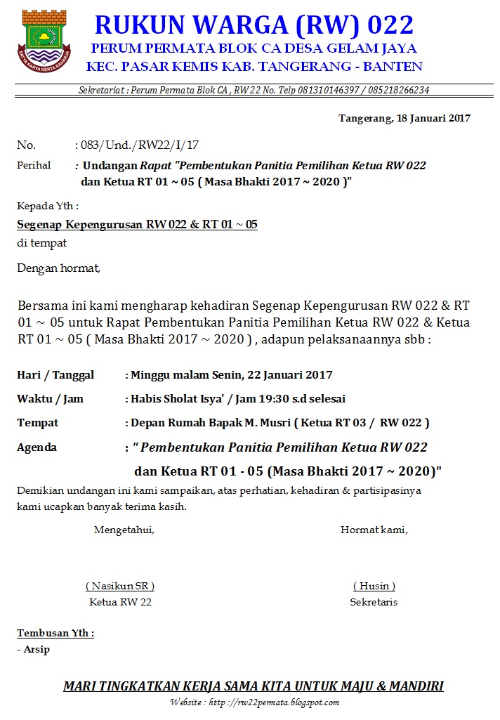 Detail Contoh Surat Pemilihan Ketua Rt Nomer 3