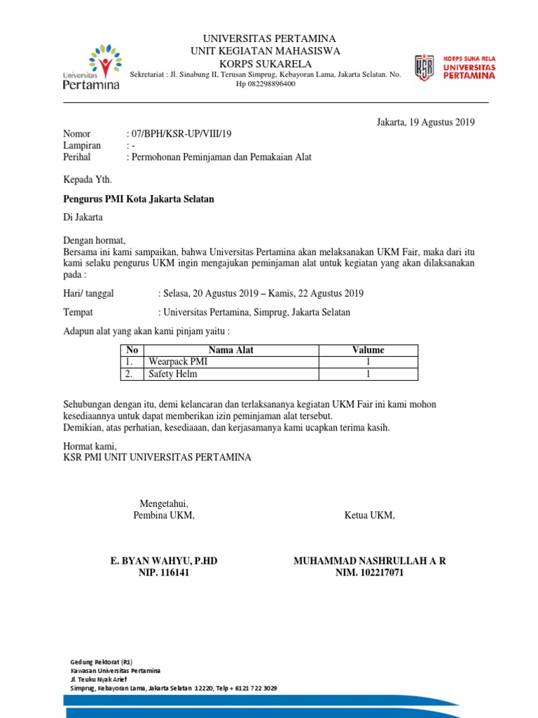 Download Contoh Surat Peminjaman Barang Doc Nomer 3