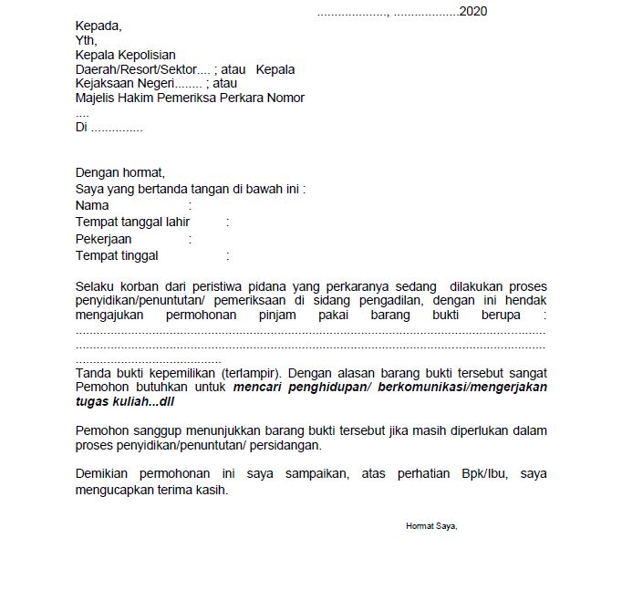 Detail Contoh Surat Peminjaman Kendaraan Nomer 15