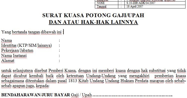 Detail Contoh Surat Pemotongan Gaji Nomer 26