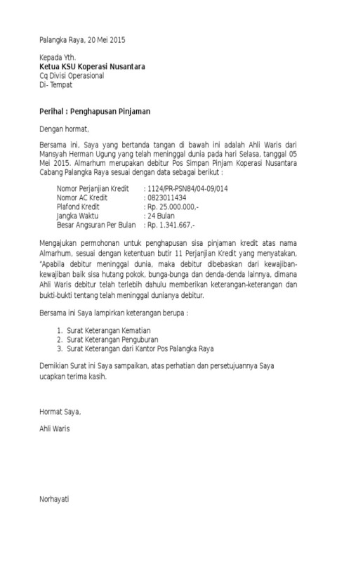 Detail Contoh Surat Pemutihan Piutang Nomer 9