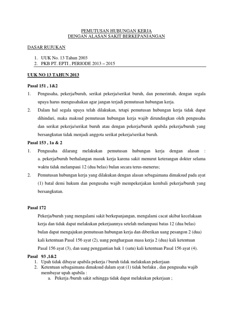 Detail Contoh Surat Pemutusan Hubungan Kerja Karena Kesalahan Berat ...