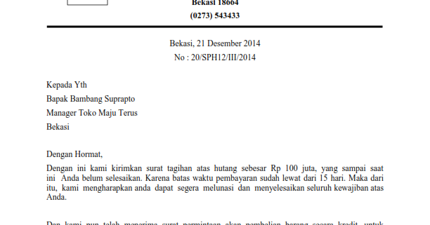 Detail Contoh Surat Penagihan Hutang Kepada Perorangan Nomer 30