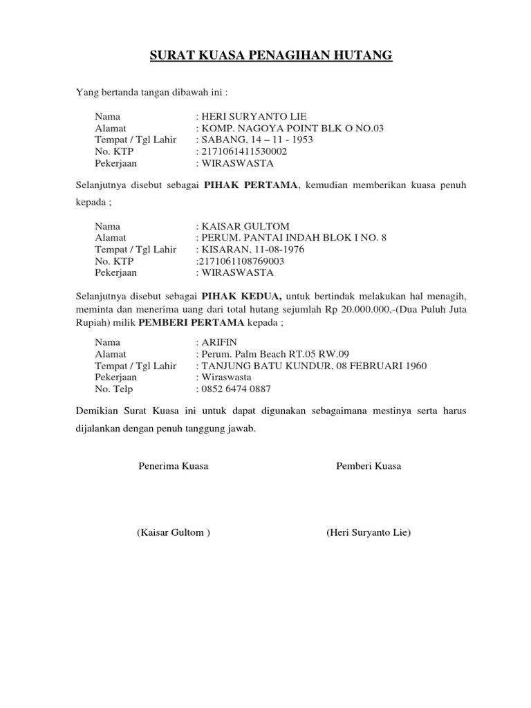 Detail Contoh Surat Penagihan Pembayaran Hutang Nomer 43