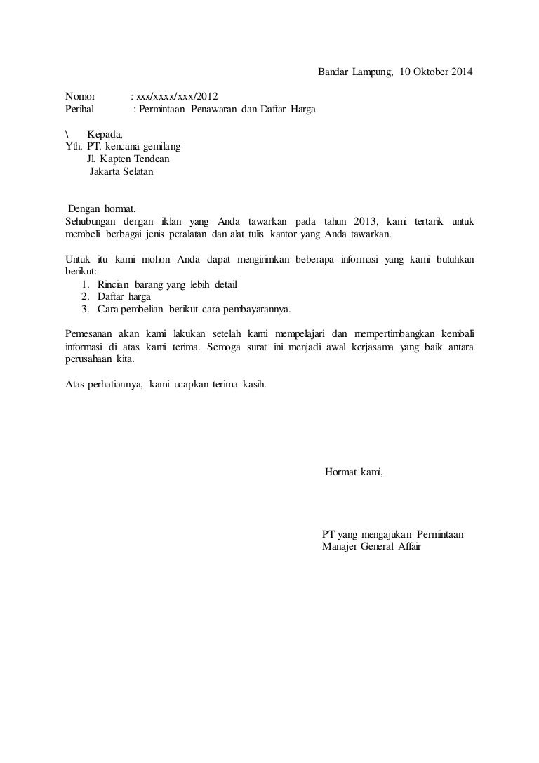 Detail Contoh Surat Penawaran Alat Kantor Nomer 31