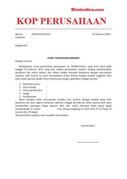 Detail Contoh Surat Penawaran Bahasa Indonesia Nomer 12