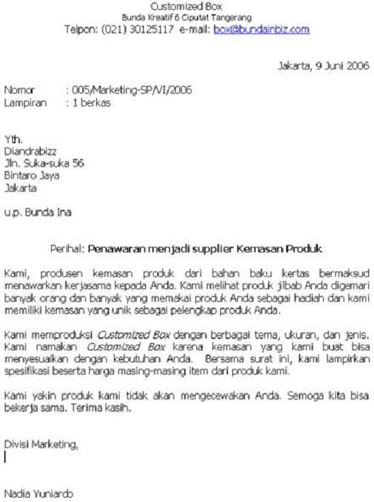 Detail Contoh Surat Penawaran Bahasa Indonesia Nomer 49