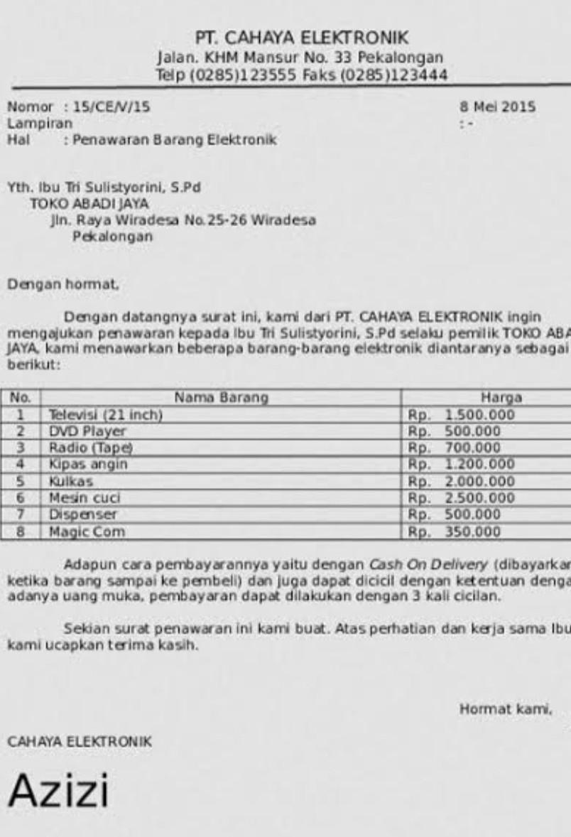 Detail Contoh Surat Penawaran Barang Dalam Bahasa Inggris Nomer 49