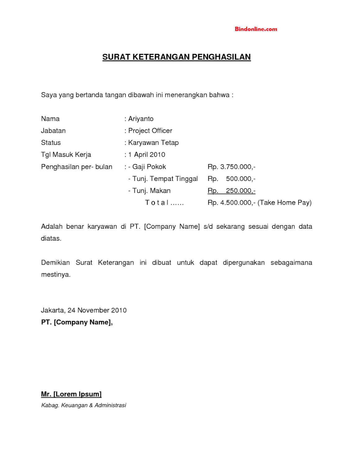 Detail Contoh Surat Penawaran Gaji Karyawan Nomer 2