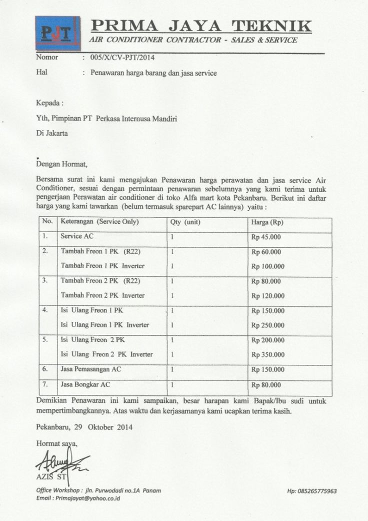 Detail Contoh Surat Penawaran Hp Nomer 12