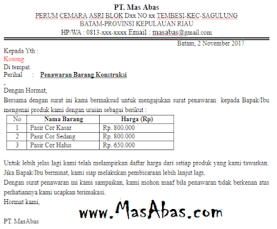 Detail Contoh Surat Penawaran Hp Nomer 13