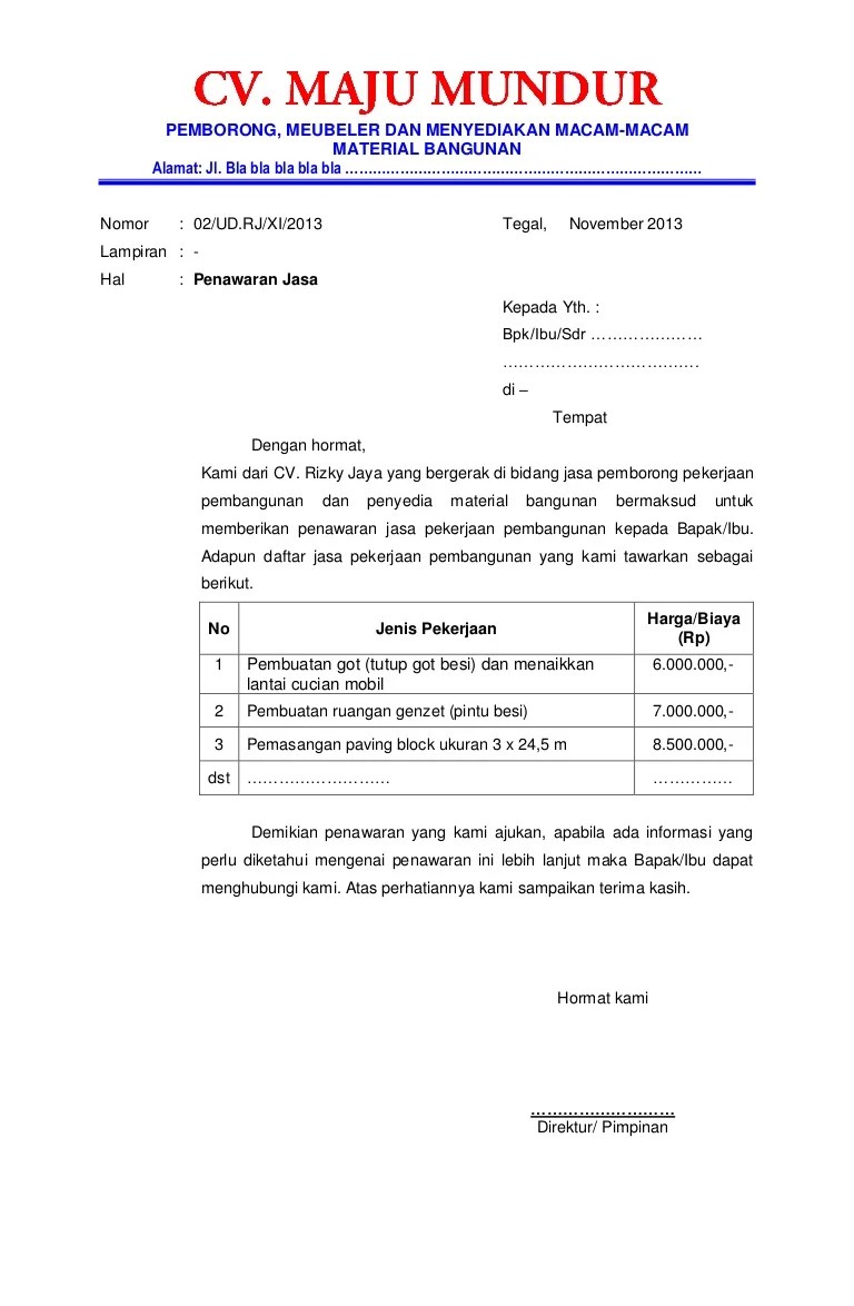 Detail Contoh Surat Penawaran Jasa Hukum Nomer 16