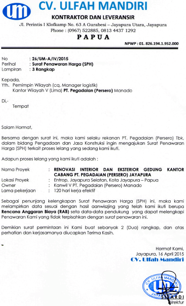 Detail Contoh Surat Penawaran Jasa Konstruksi Nomer 6