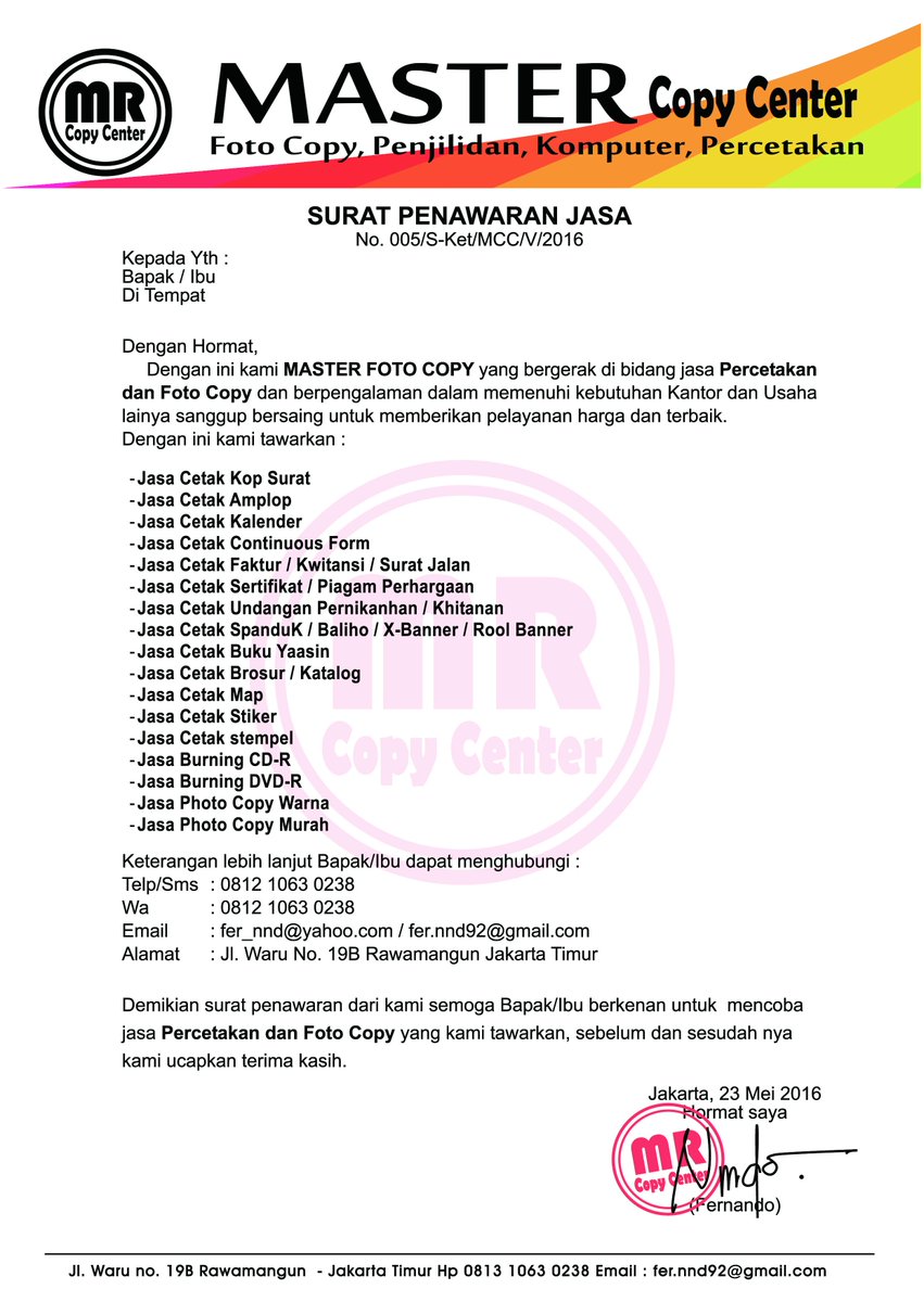 Detail Contoh Surat Penawaran Jasa Percetakan Nomer 51