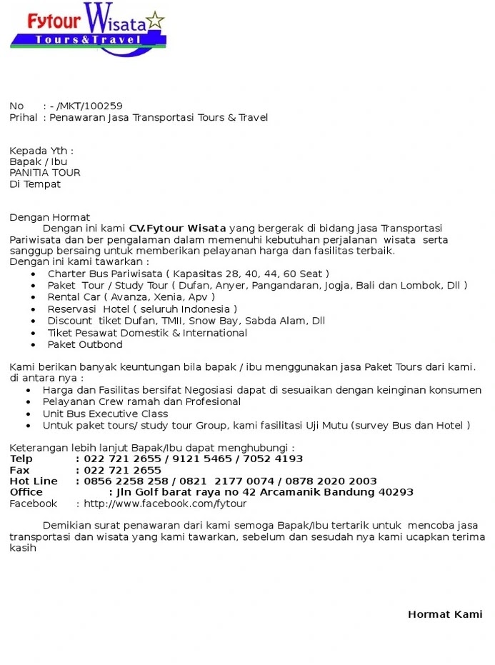 Detail Contoh Surat Penawaran Jasa Transportasi Nomer 7