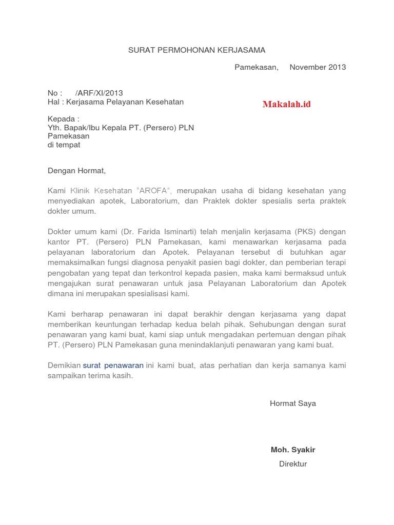 Contoh Surat Penawaran Kerjasama Antar Perusahaan - KibrisPDR