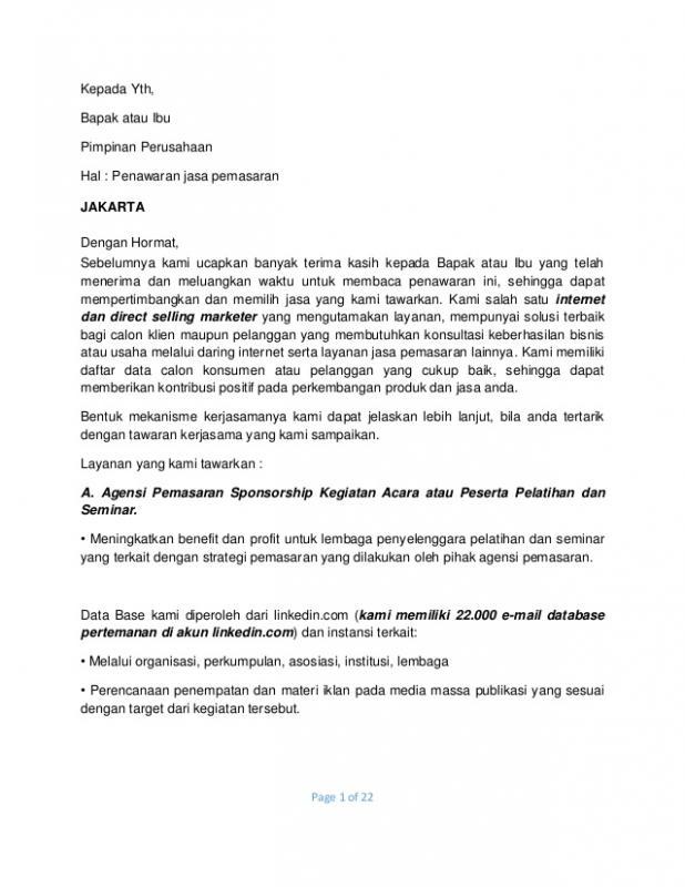 Detail Contoh Surat Penawaran Kerjasama Hotel Nomer 22