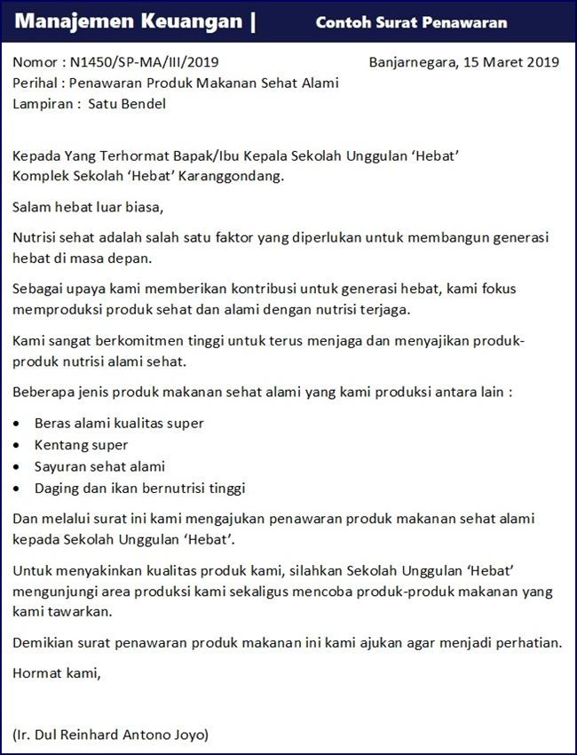 Detail Contoh Surat Penawaran Makanan Nomer 34