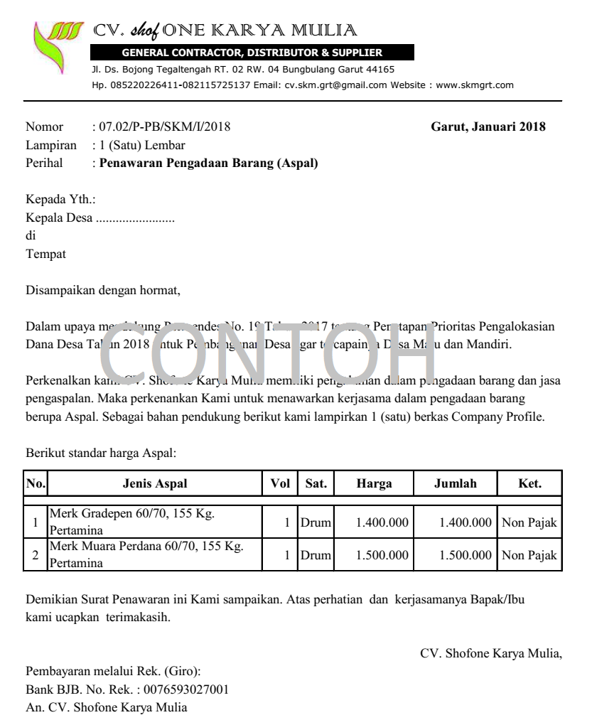 Detail Contoh Surat Penawaran Pengadaan Barang Dan Jasa Nomer 36