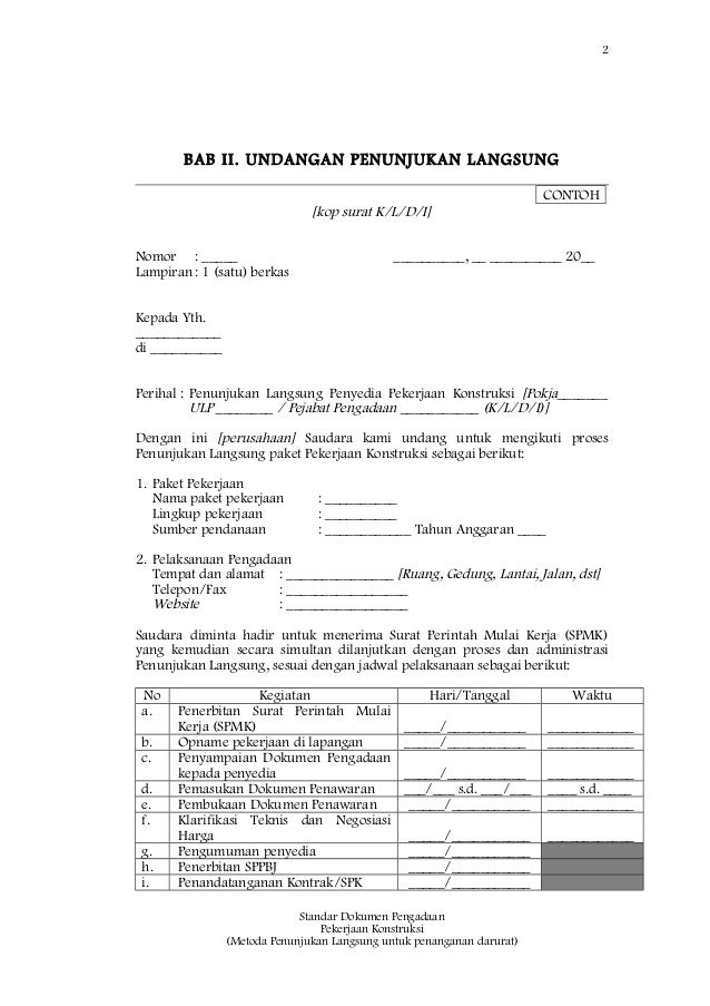 Detail Contoh Surat Penawaran Penunjukan Langsung Nomer 2