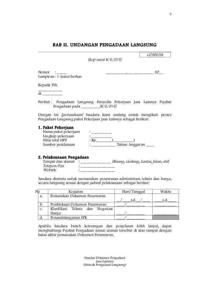 Detail Contoh Surat Penawaran Penunjukan Langsung Nomer 3