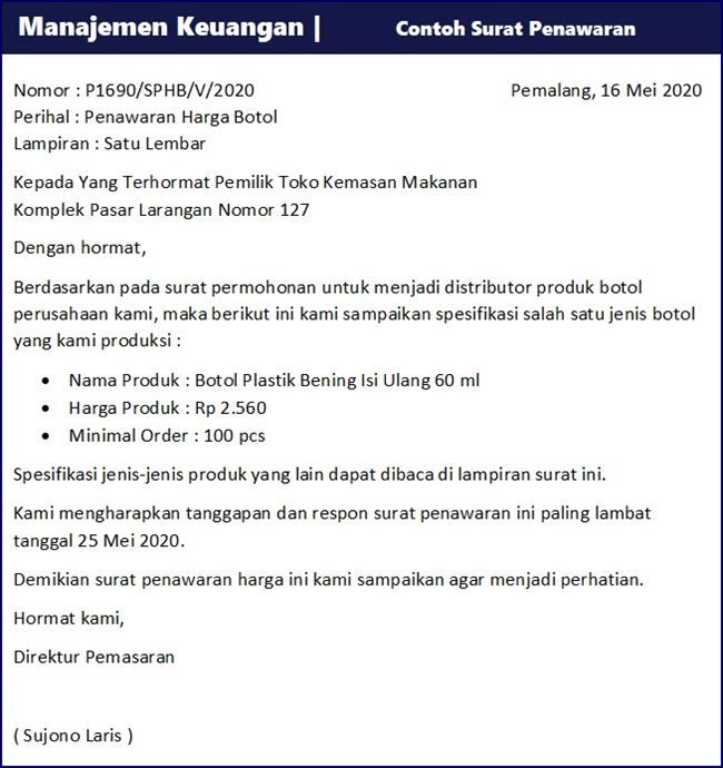 Detail Contoh Surat Penawaran Produk Minuman Nomer 57