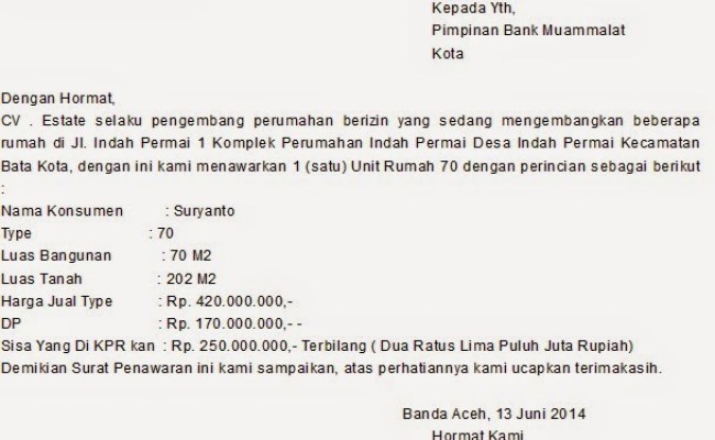 Detail Contoh Surat Penawaran Rumah Nomer 34