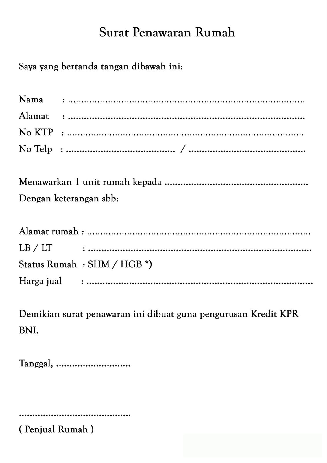 Detail Contoh Surat Penawaran Rumah Nomer 8