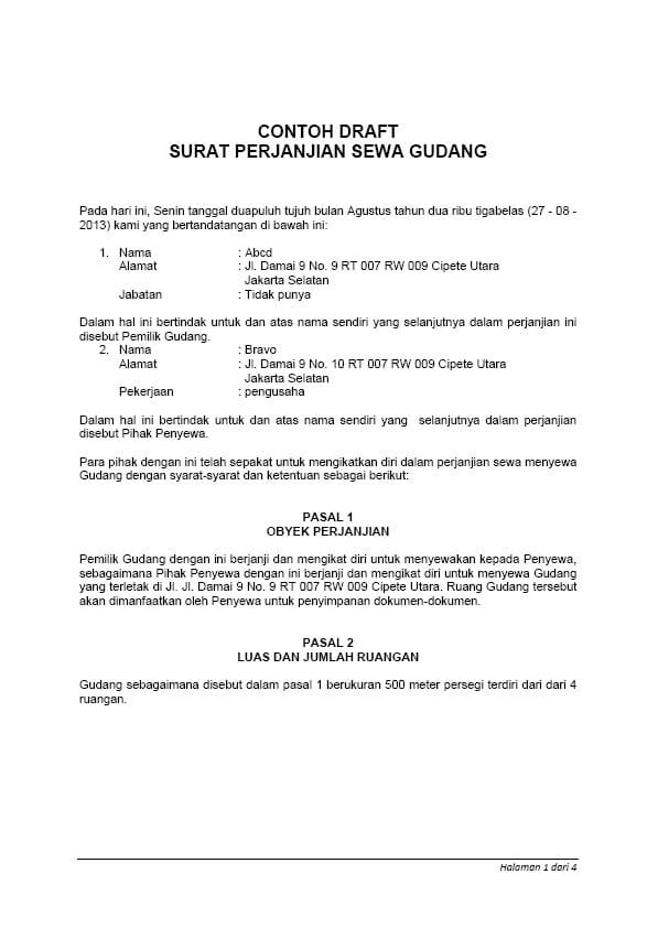 Contoh Surat Penawaran Sewa Gedung Kantor