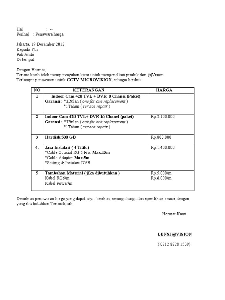Detail Contoh Surat Penawaran Spesifikasi Komputer Nomer 30