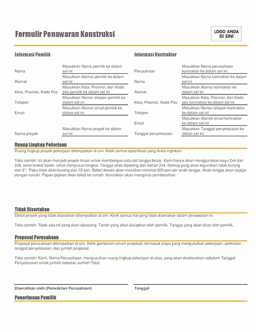 Detail Contoh Surat Penawaran Tender Proyek Nomer 15