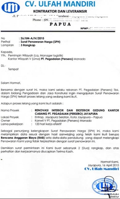 Detail Contoh Surat Penawran Nomer 12