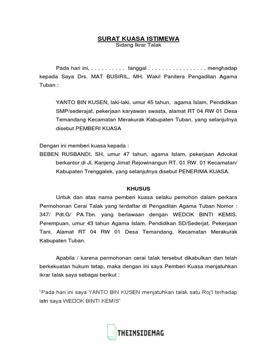 Detail Contoh Surat Pencabutan Kuasa Nomer 36