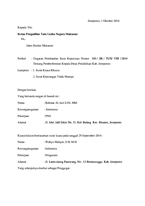 Detail Contoh Surat Pencabutan Perkara Nomer 31