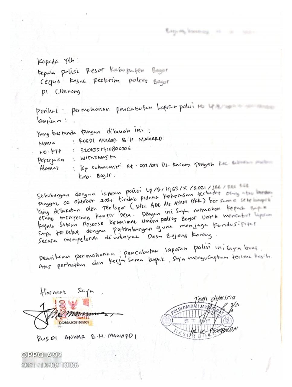 Detail Contoh Surat Pencabutan Perkara Pidana Nomer 26