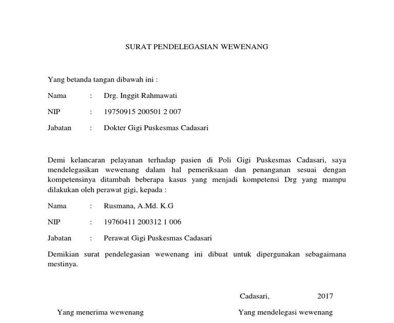 Detail Contoh Surat Pendelegasian Wewenang Nomer 11