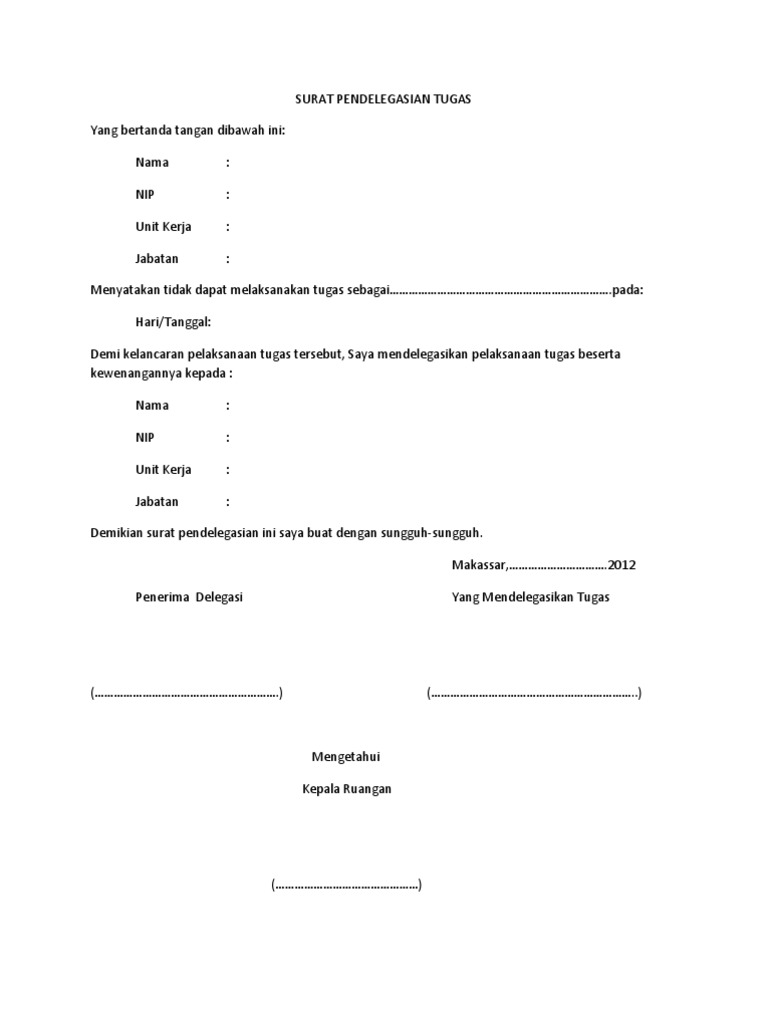 Detail Contoh Surat Pendelegasian Wewenang Nomer 7