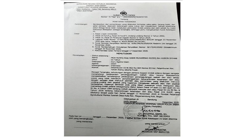 Detail Contoh Surat Penetapan Tersangka Nomer 2