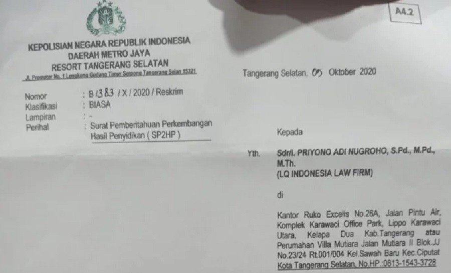 Detail Contoh Surat Penetapan Tersangka Nomer 39