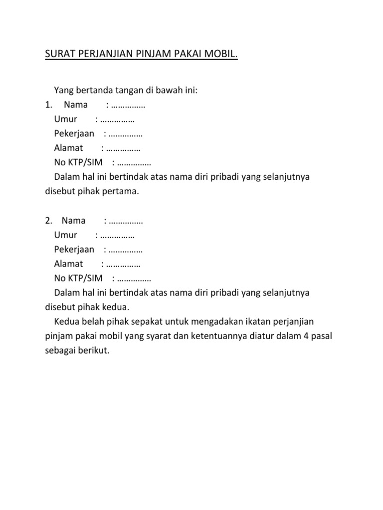 Detail Contoh Surat Pengadaian Mobil Nomer 4